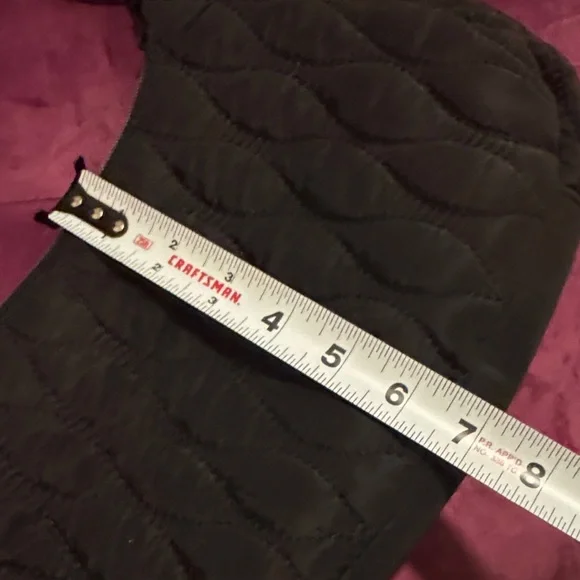 Black Quilted Shoulder Bag Adjustable Shoulder Strap Pocket Zipper Closure Purse - Picture 3 of 7